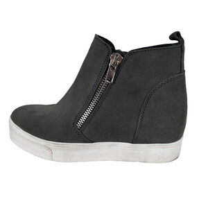 Steve Madden Womens Wedgie Hidden Wedge Bootie Gray Suede Ankle Double Zip 7.5M